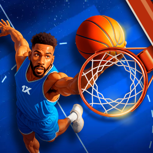 joueur au dunk, ballon dans le panier