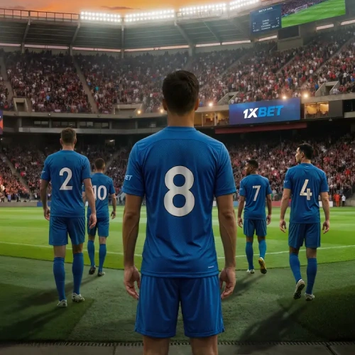 فريق كرة قدم من الخلف في ملعب ممتلئ — World Cup 2026