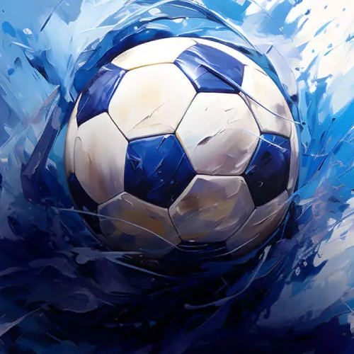 Football on a painted blue brushstroke background — England. Premier League 2026