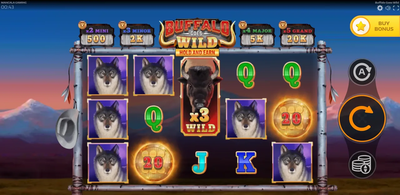 Buffalo Goes Wild - الشبكة أثناء اللعب