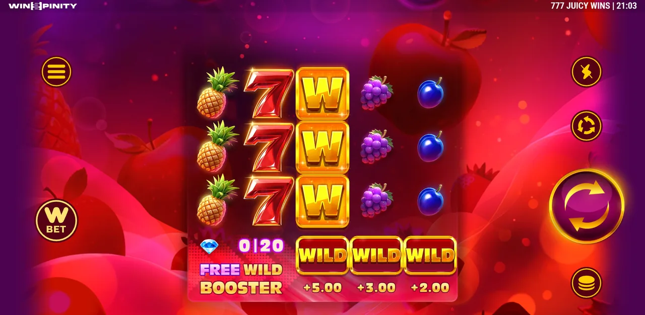 777 Juicy Wins - شاشة اللعب