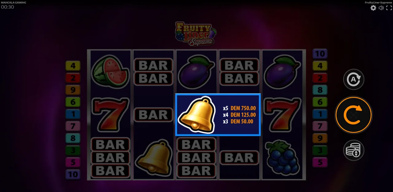 Fruityliner Supreme - game screen