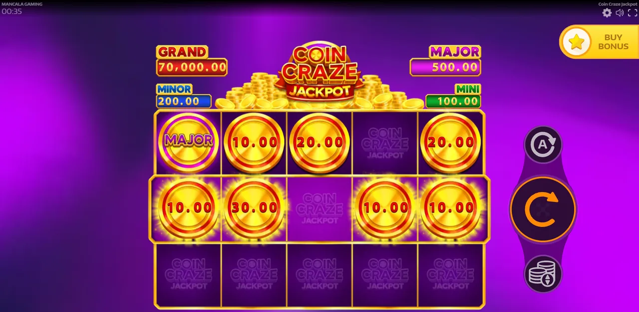 Coin Craze Jackpot - rouleaux après un tour
