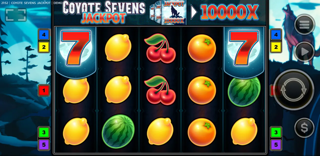 Coyote Sevens Jackpot - grille en cours de partie