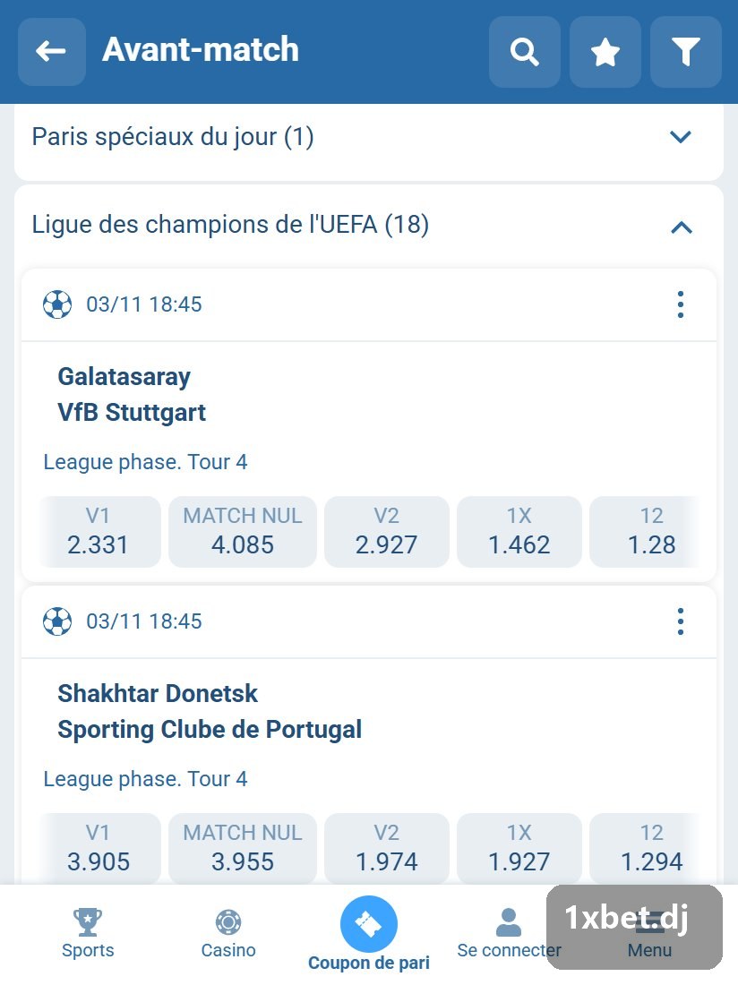 Ligue des champions de l'UEFA : matchs de la phase de ligue dans la ligne d'avant-match