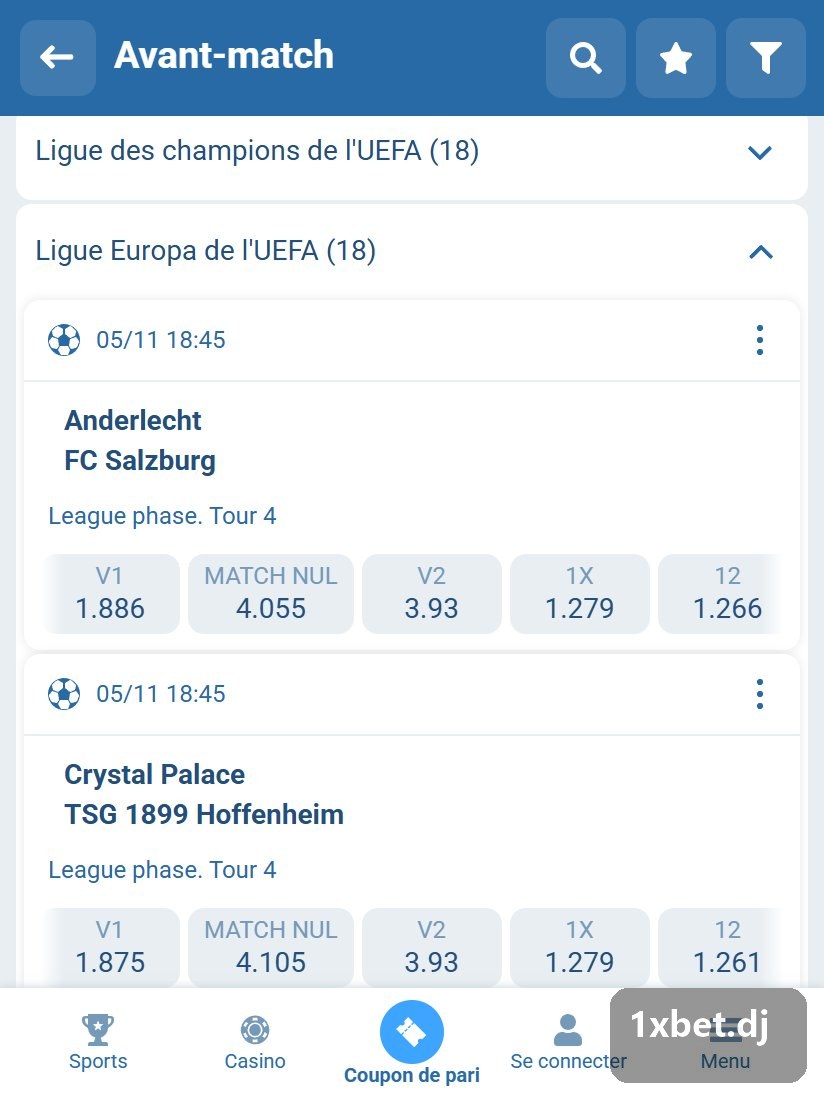 Ligue Europa de l'UEFA : liste des rencontres à venir avec cotes