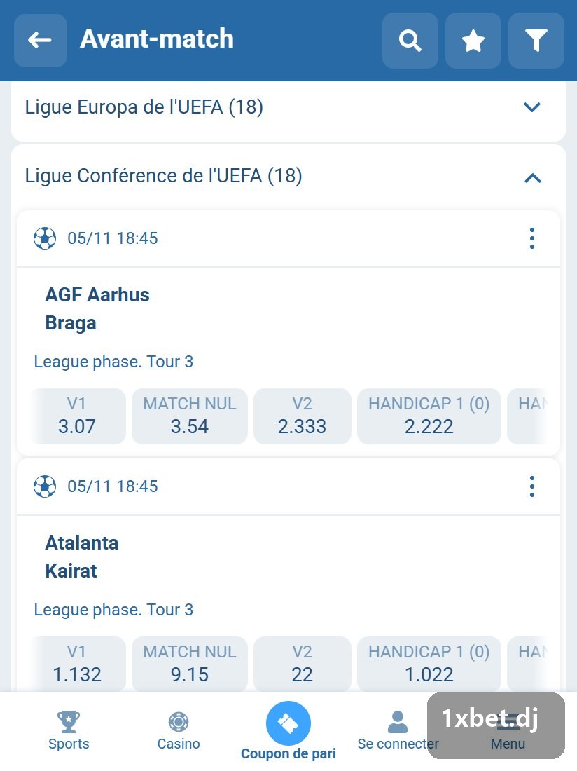 Ligue Conférence de l'UEFA : affiches de la phase de ligue et leurs cotes
