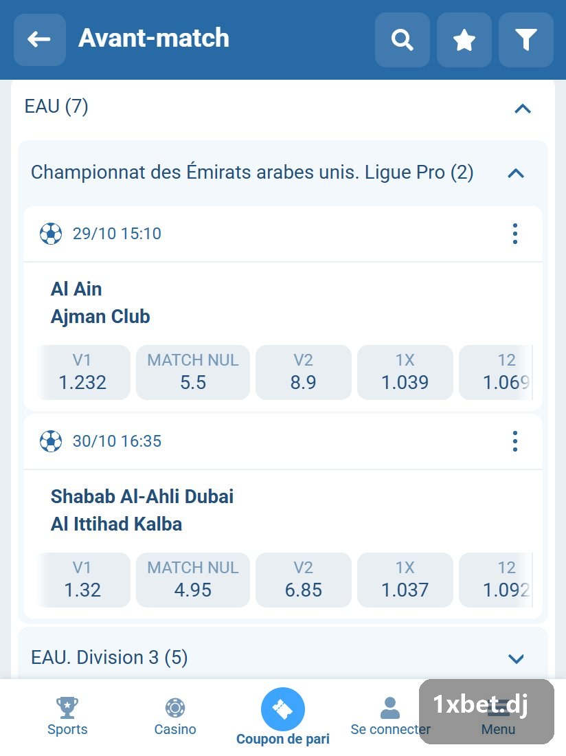 الدوري الإماراتي لكرة القدم. دوري المحترفين: مباريات الدوري الإماراتي في قائمة ما قبل المباراة