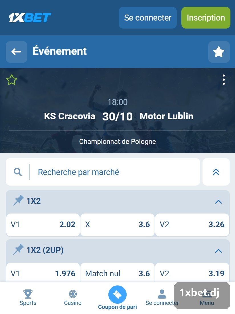 Poland. Ekstraklasa: a match page with its prices
