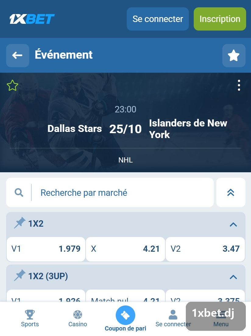 NHL: أسواق مباراة في صفحتها