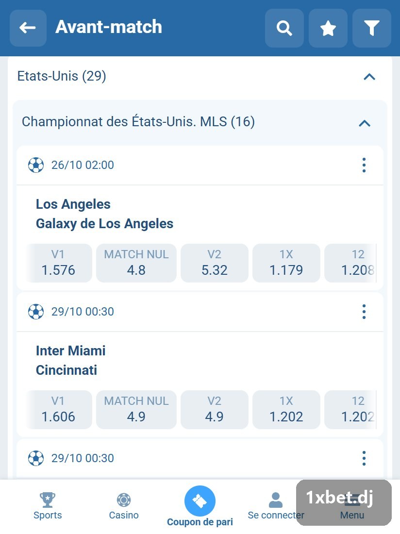Championnat des États-Unis. MLS : rencontres de MLS dans la ligne d'avant-match
