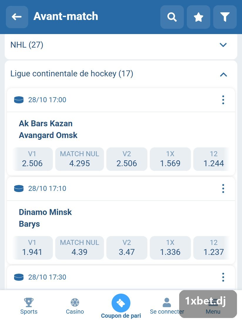 Kontinental Hockey League: game list before puck drop