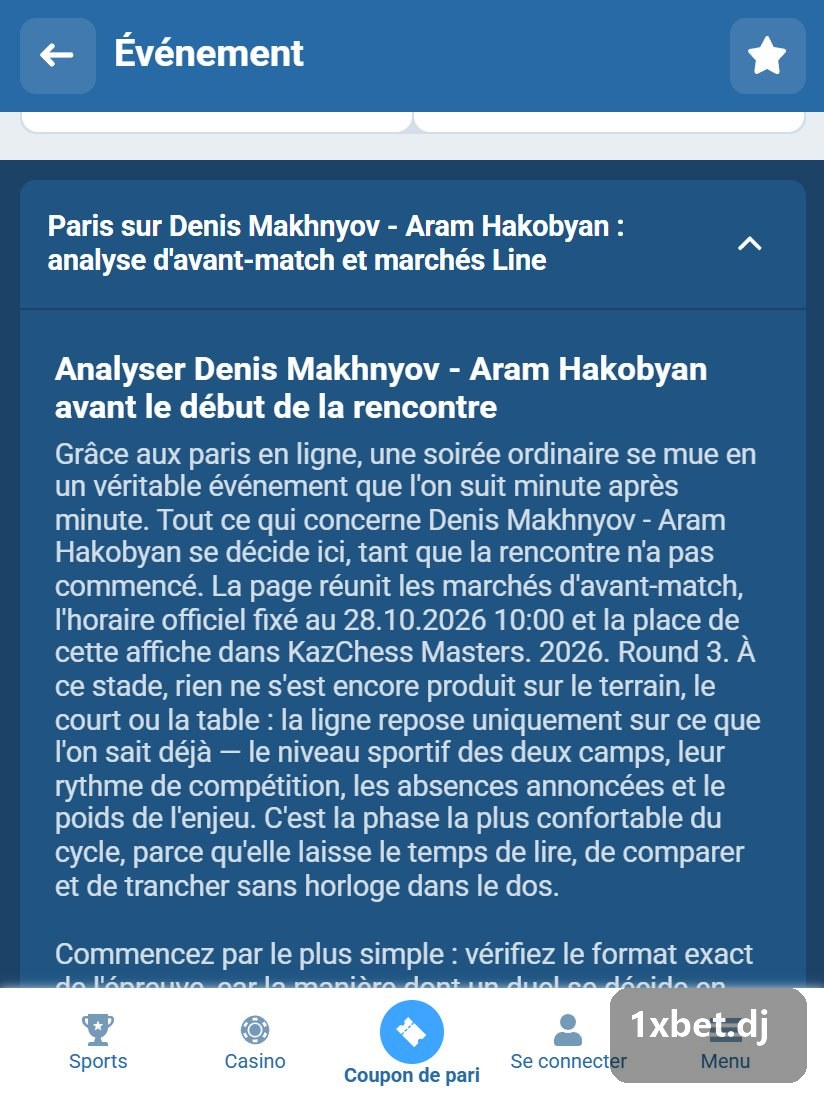 Daniil Dubov - Alua Nurman : zone de texte sous les marchés de la fiche