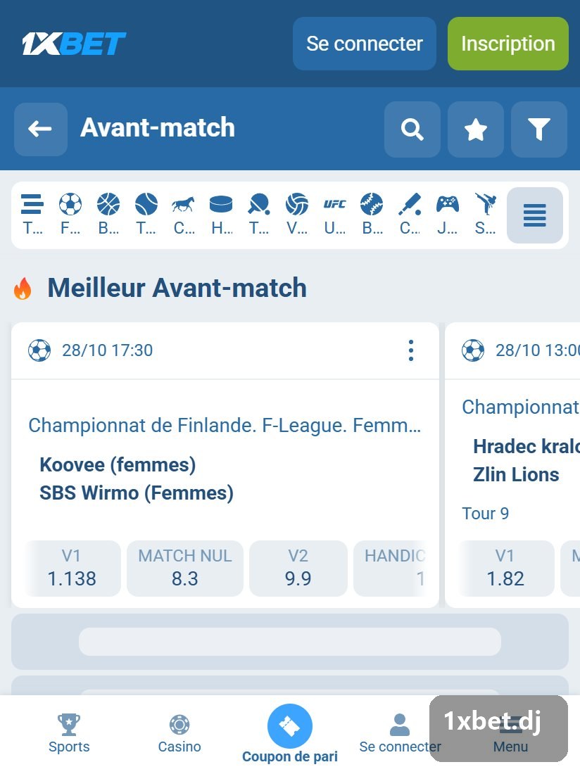Tchèque. 1League. Femmes : carte d'avant-match de floorball avec V1, MATCH NUL et V2